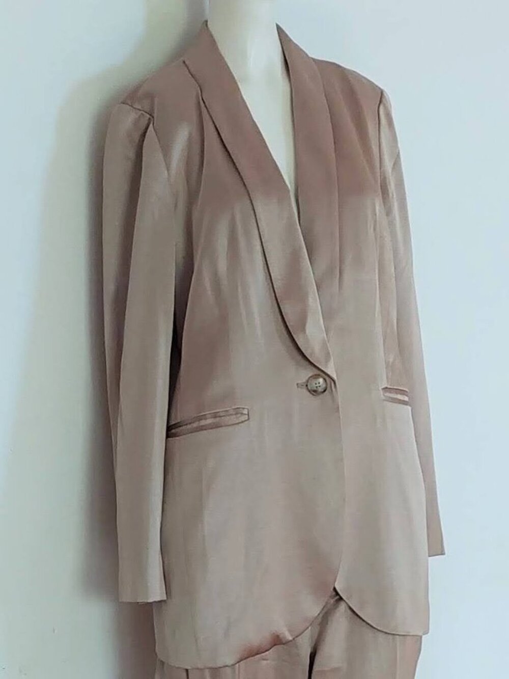 Madewell Iced Mocha EcoVero™ Satin Tuxedo Shawl Collar Oversized Jacket Size: 4